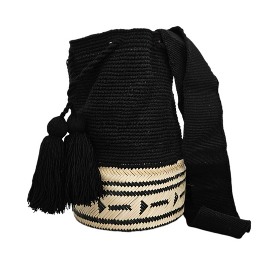 Wayuu Colombian Bag Mochila Women Handmade Basket Design Big Tassels Crossbody Medium Size