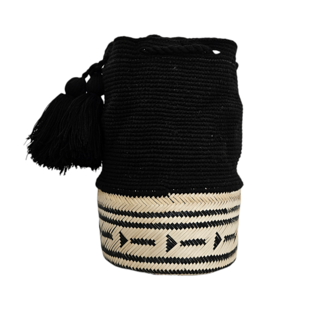 Wayuu Colombian Bag Mochila Women Handmade Basket Design Big Tassels Crossbody Medium Size