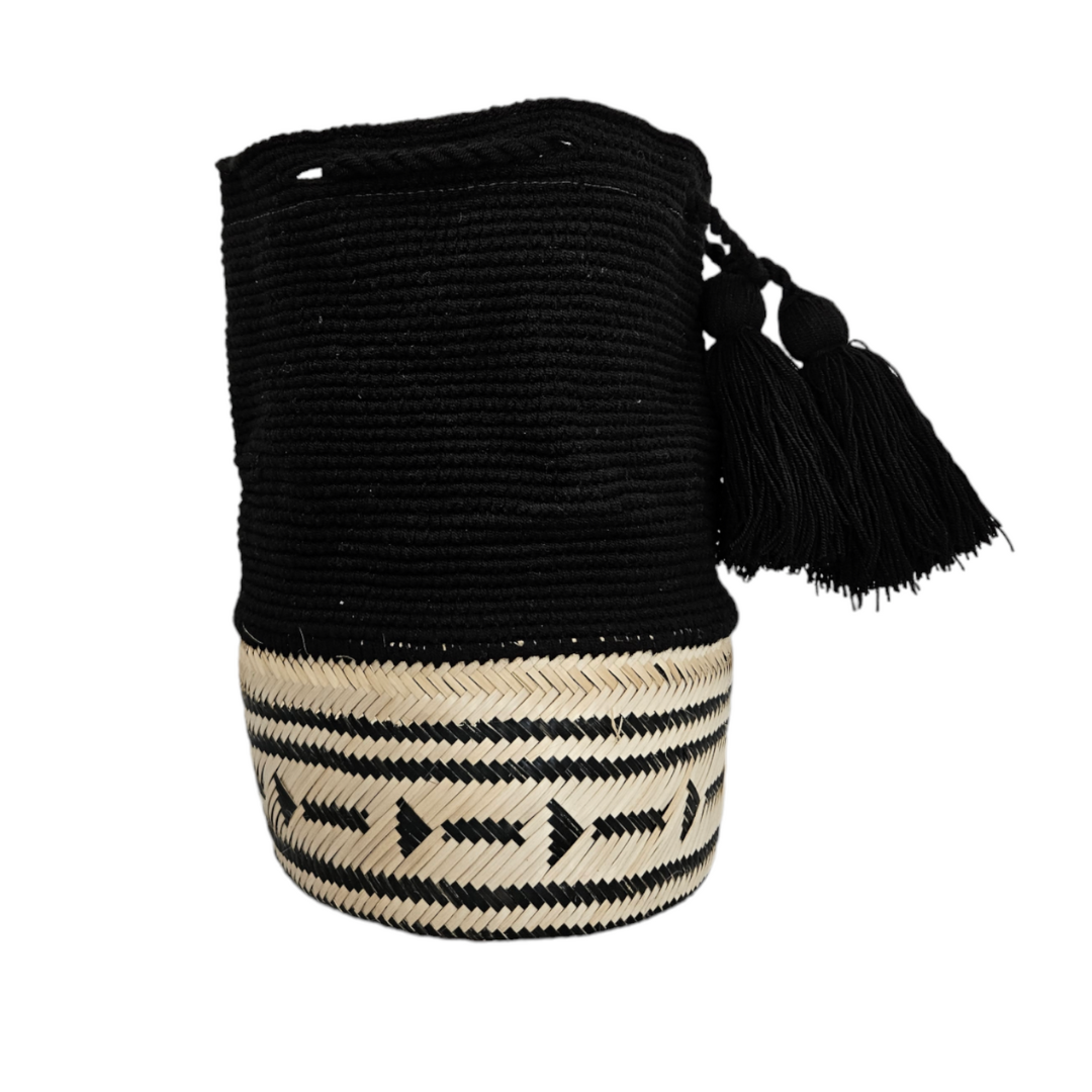 Wayuu Colombian Bag Mochila Women Handmade Basket Design Big Tassels Crossbody Medium Size