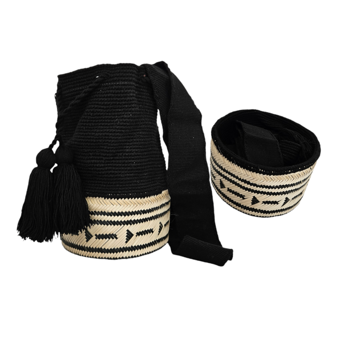 Wayuu Colombian Bag Mochila Women Handmade Basket Design Big Tassels Crossbody Medium Size