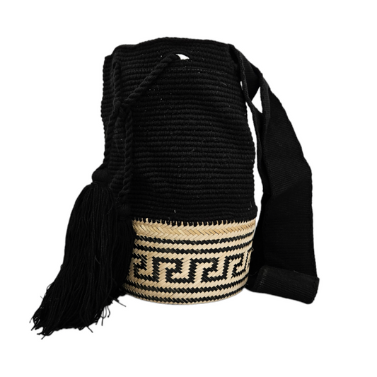 Wayuu Colombian Bag Mochila Women Handmade Basket Design Big Tassels Crossbody Medium Size