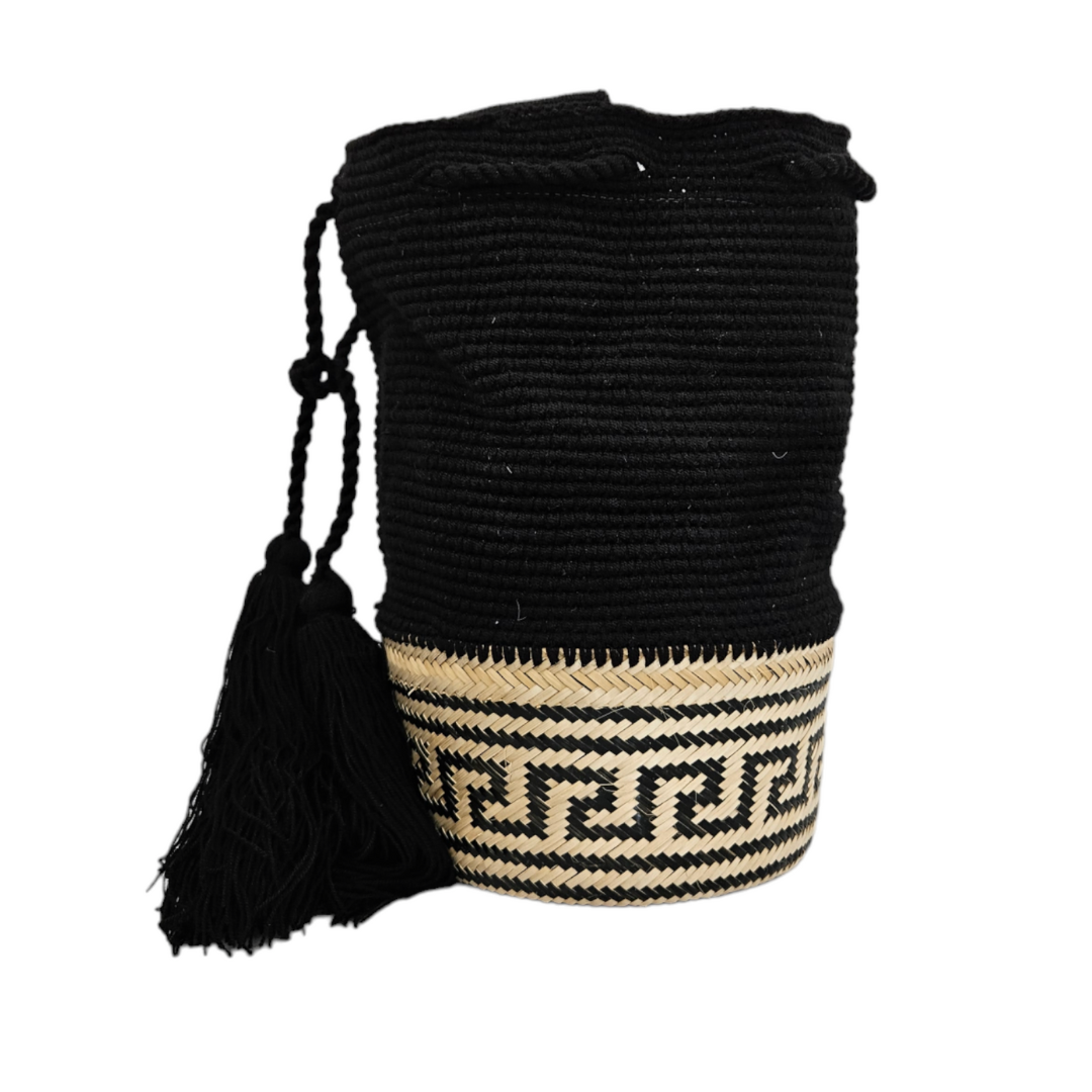 Wayuu Colombian Bag Mochila Women Handmade Basket Design Big Tassels Crossbody Medium Size