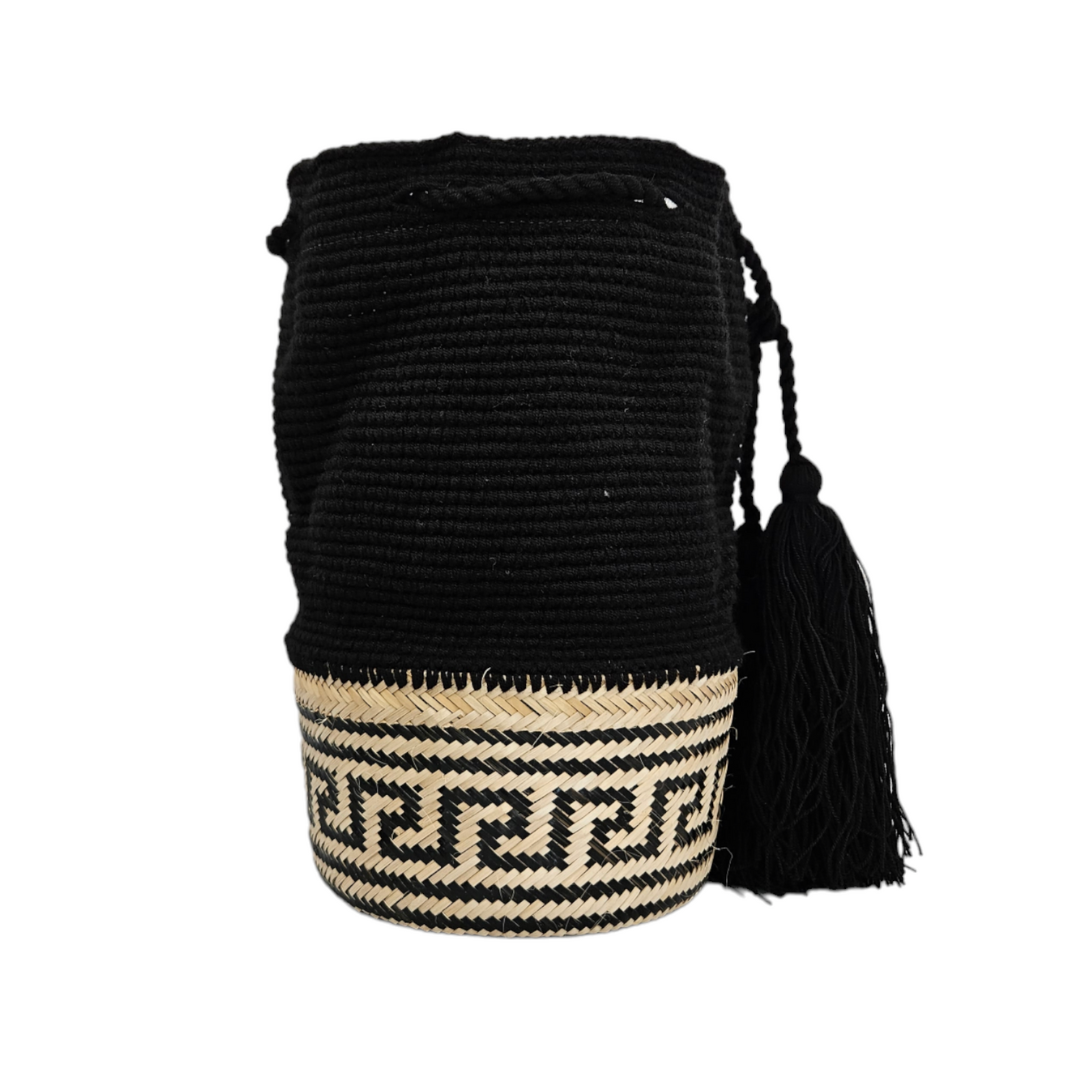 Wayuu Colombian Bag Mochila Women Handmade Basket Design Big Tassels Crossbody Medium Size