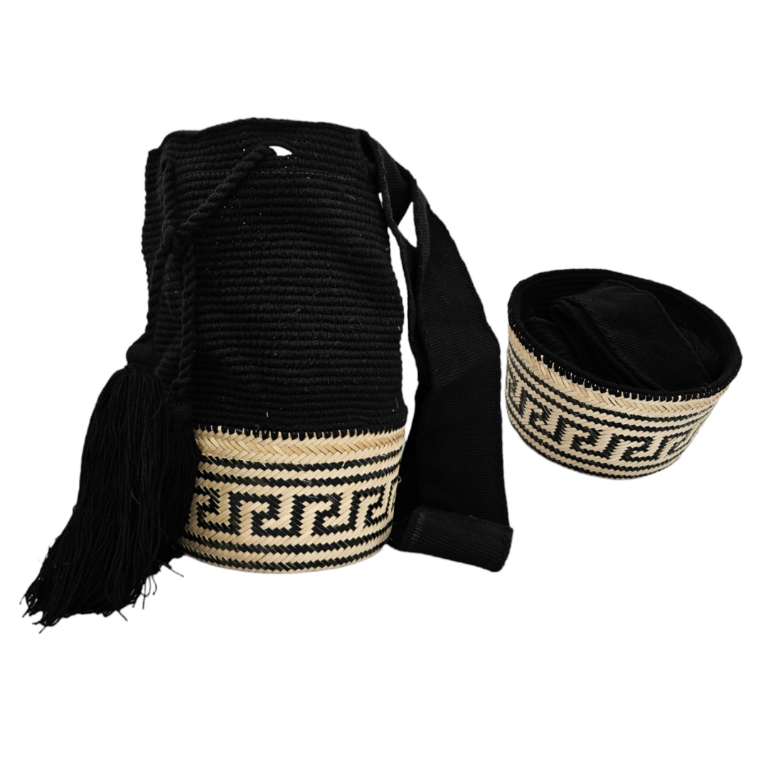 Wayuu Colombian Bag Mochila Women Handmade Basket Design Big Tassels Crossbody Medium Size