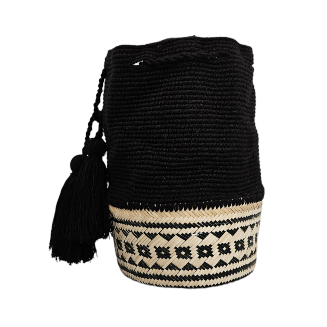 Wayuu Colombian Bag Mochila Women Handmade Basket Design Big Tassels Crossbody Medium Size