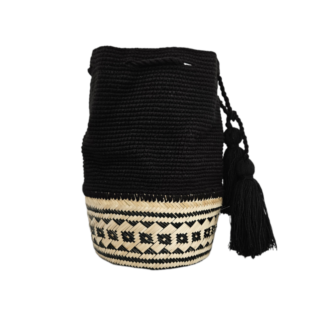 Wayuu Colombian Bag Mochila Women Handmade Basket Design Big Tassels Crossbody Medium Size