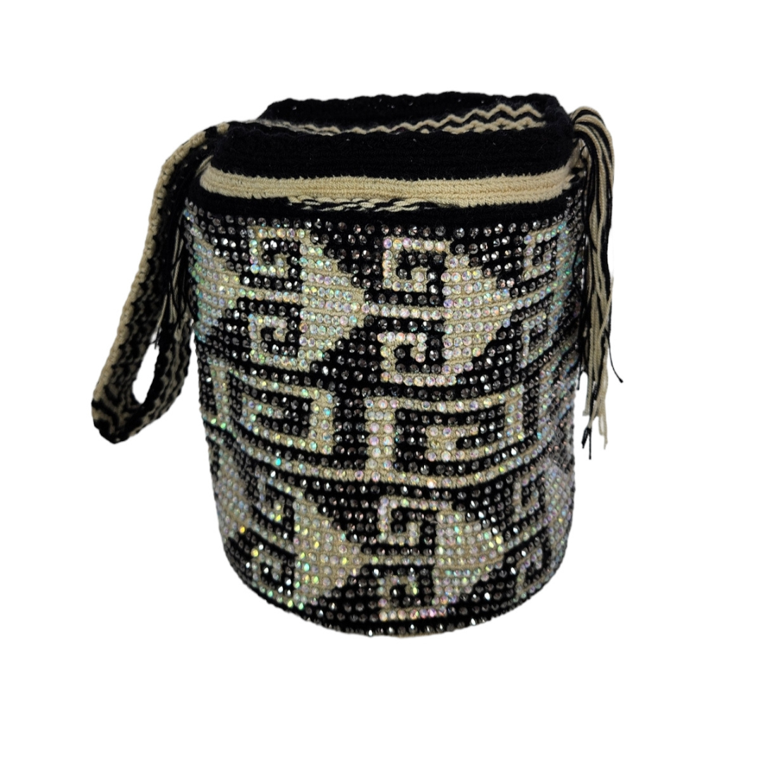 Original Wayuu Mochila Bag For Women, Colombian boho bags, Handmade With Big Nice-Looking Tassels and rhinestones