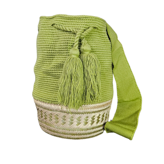 Wayuu Colombian Bag Mochila Women Handmade Basket Design Big Tassels Crossbody Medium Size