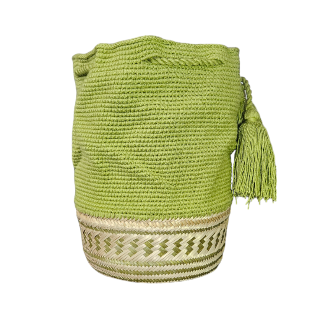 Wayuu Colombian Bag Mochila Women Handmade Basket Design Big Tassels Crossbody Medium Size