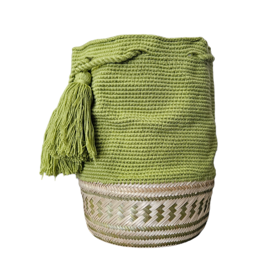 Wayuu Colombian Bag Mochila Women Handmade Basket Design Big Tassels Crossbody Medium Size