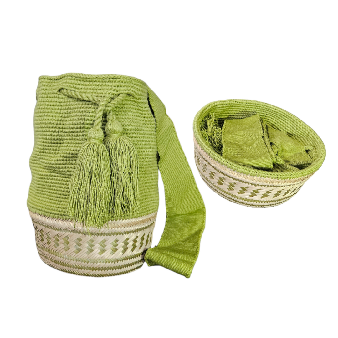 Wayuu Colombian Bag Mochila Women Handmade Basket Design Big Tassels Crossbody Medium Size