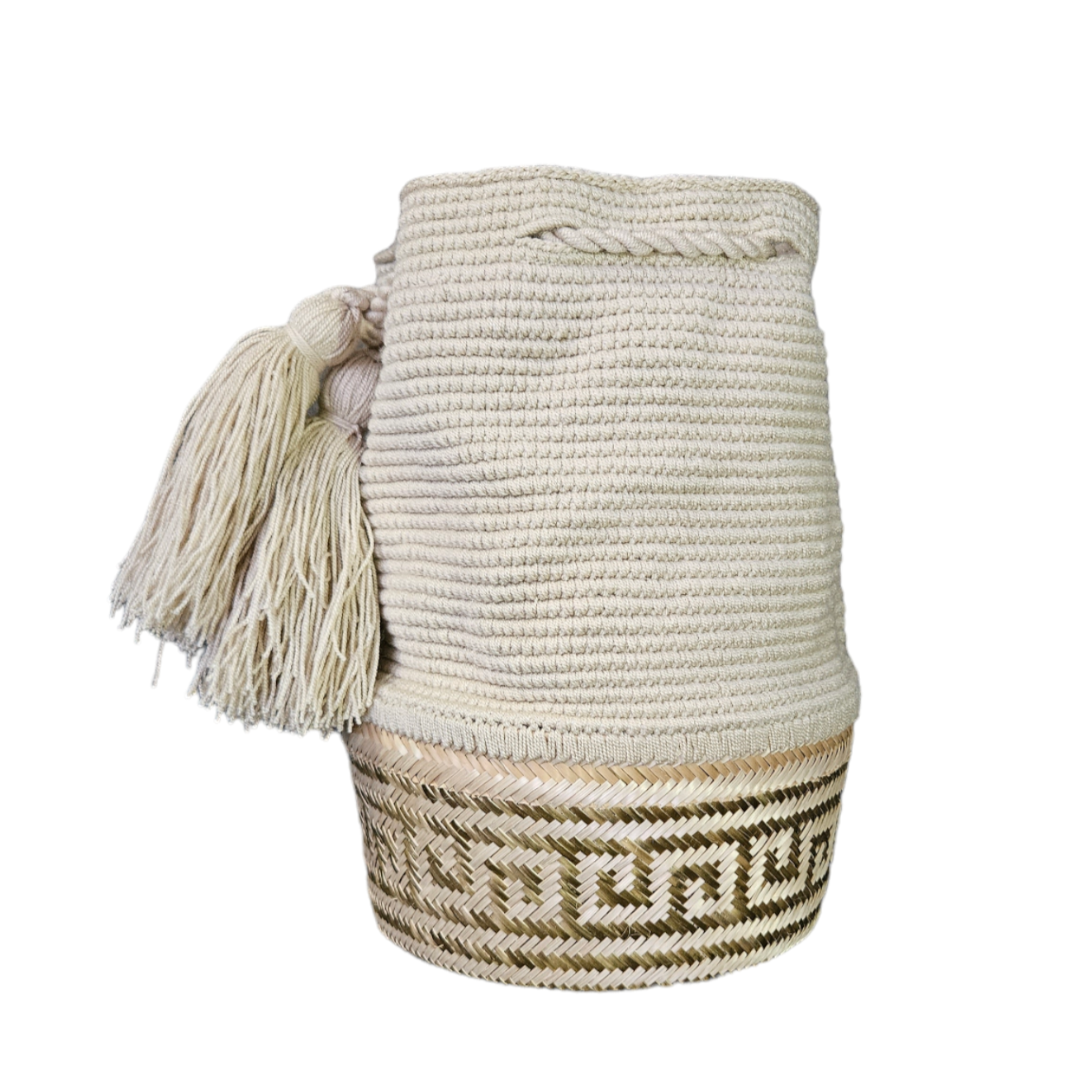 Wayuu Colombian Bag Mochila Women Handmade Basket Design Big Tassels Crossbody Medium Size