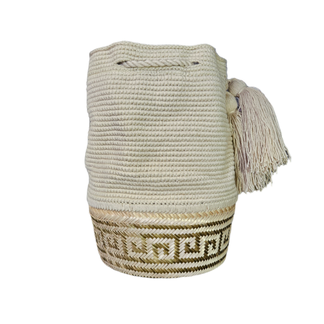 Wayuu Colombian Bag Mochila Women Handmade Basket Design Big Tassels Crossbody Medium Size