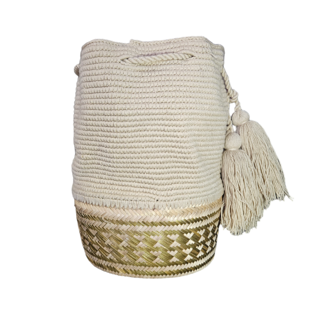 Wayuu Colombian Bag Mochila Women Handmade Basket Design Big Tassels Crossbody Medium Size
