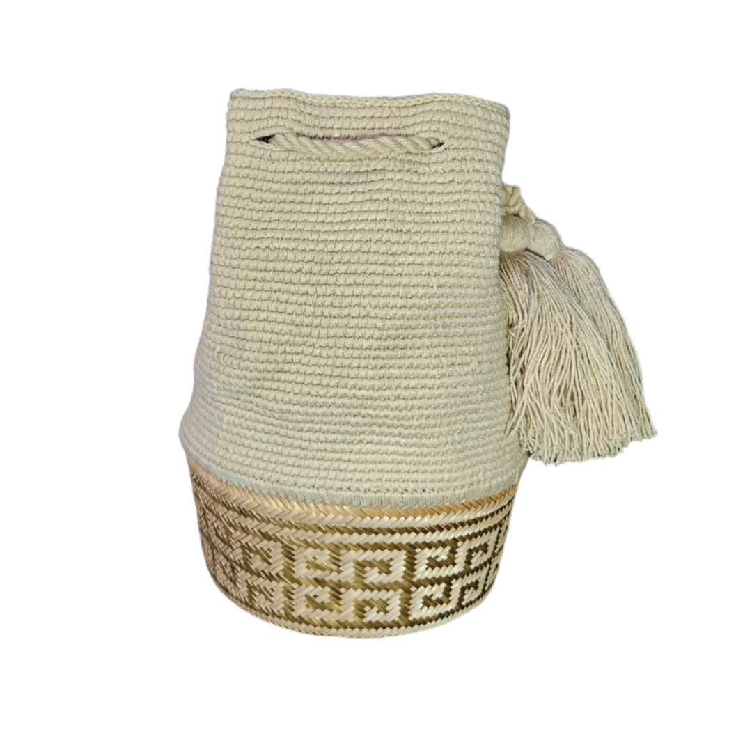 Wayuu Colombian Bag Mochila Women Handmade Basket Design Big Tassels Crossbody Medium Size