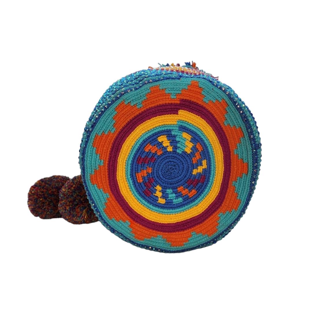 Original Wayuu Mochila Bag For Women, Colombian boho bags, Handmade With Big Nice-Looking Tassels and rhinestones