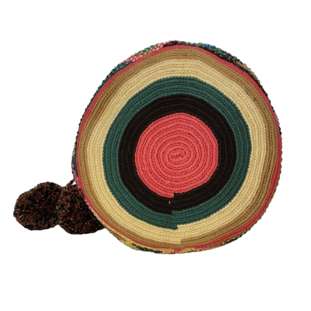 Original Wayuu Mochila Bag For Women, Colombian boho bags, Handmade With Big Nice-Looking Tassels and rhinestones