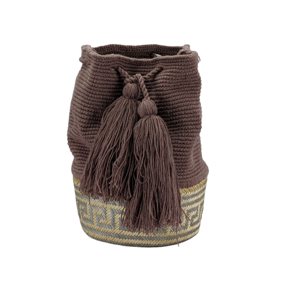Wayuu Colombian Bag Mochila Women Handmade Basket Design Big Tassels Crossbody Medium Size
