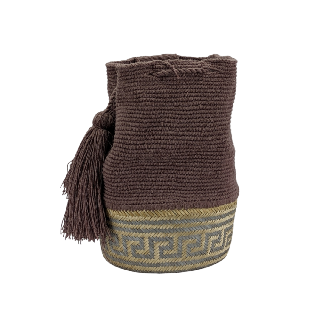 Wayuu Colombian Bag Mochila Women Handmade Basket Design Big Tassels Crossbody Medium Size