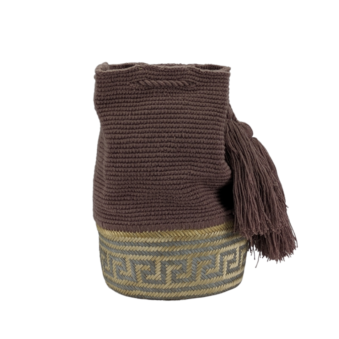 Wayuu Colombian Bag Mochila Women Handmade Basket Design Big Tassels Crossbody Medium Size