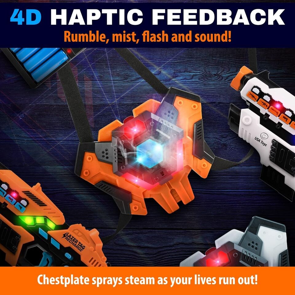 USA Toyz Rechargeable Laser Tag Game - 2pk Laser Tag Set with Guns and Vests.