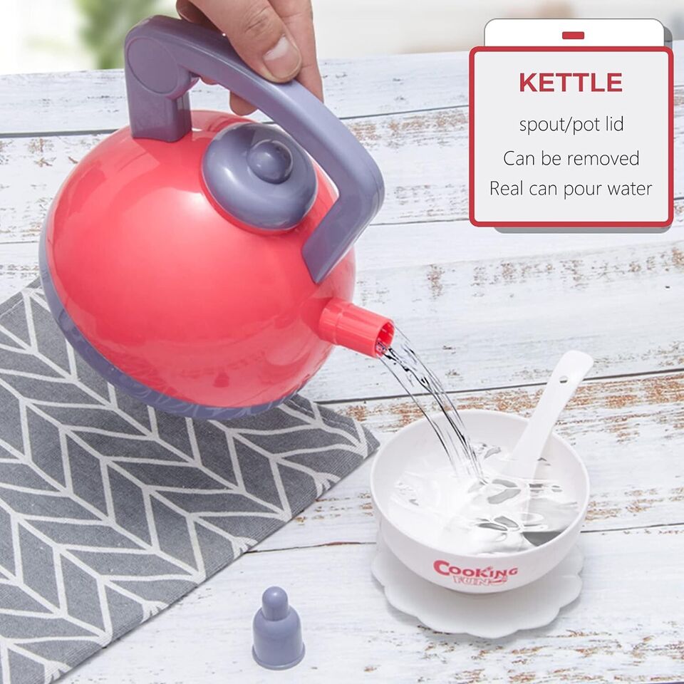 Pretend Play Kitchen Toy with Cookware Steam Pressure Pot and Electronic Induction