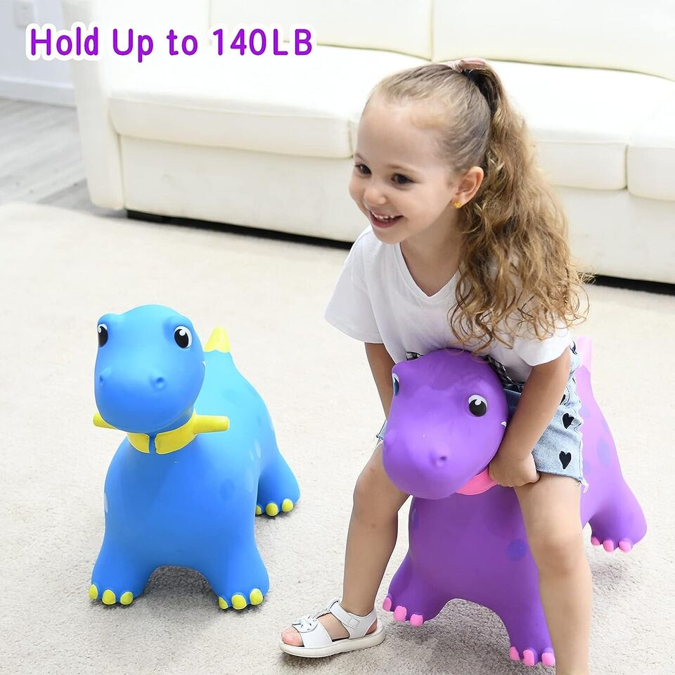 AOLIGE Dinosaur Bouncy Horse Hopper Ride On Animal Toys-Purple