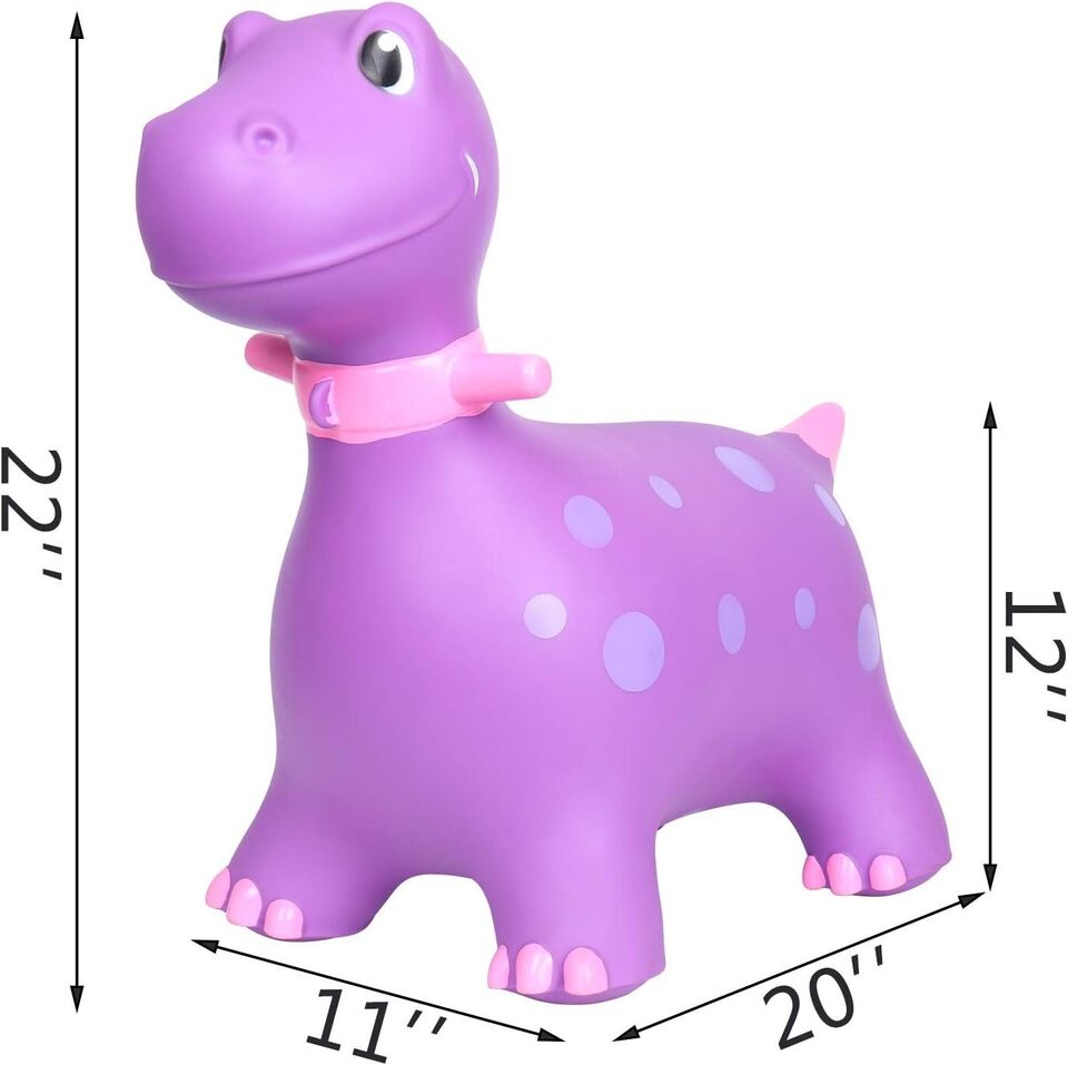 AOLIGE Dinosaur Bouncy Horse Hopper Ride On Animal Toys-Purple