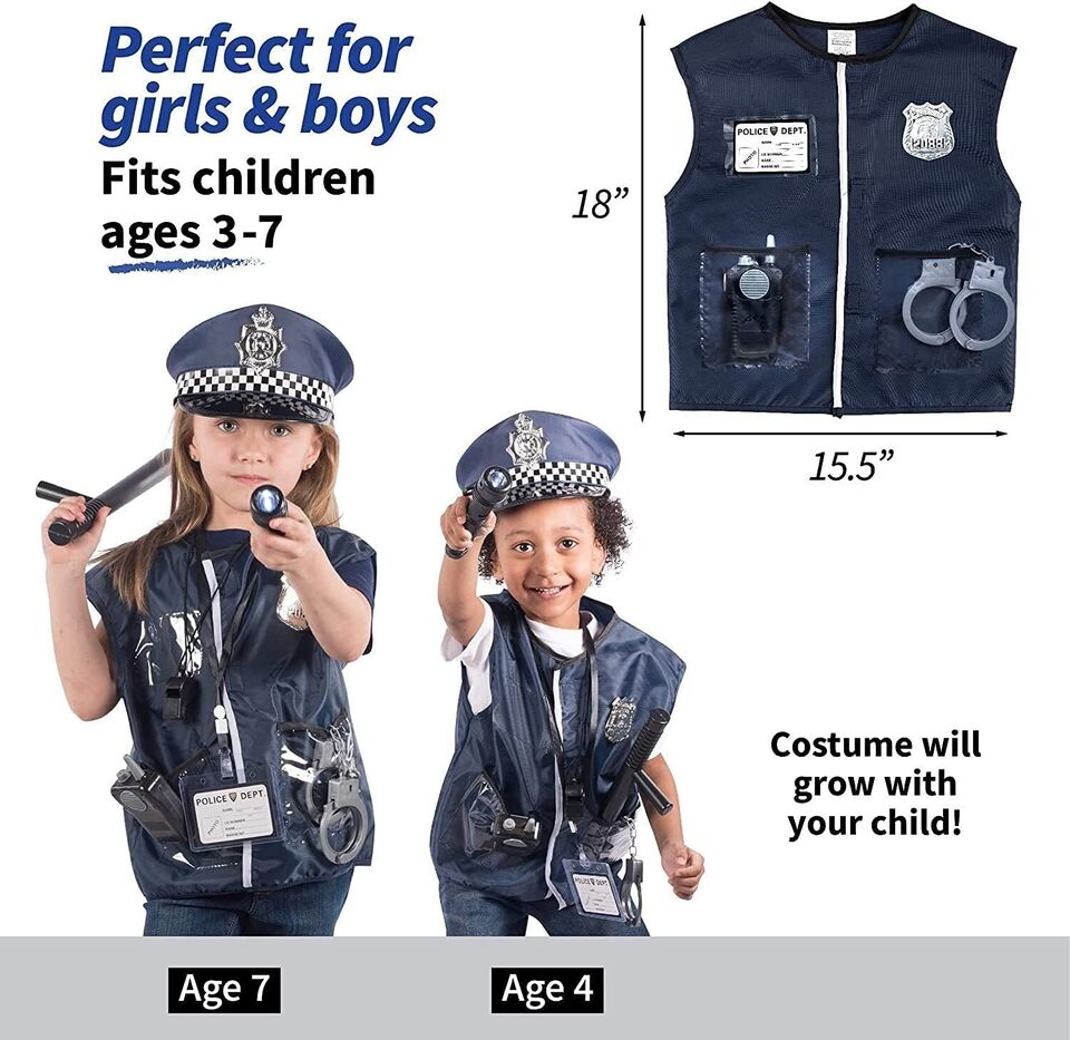 Police Costume For Kids & Police Toys For Kids Ages 3-7 Hallowen
