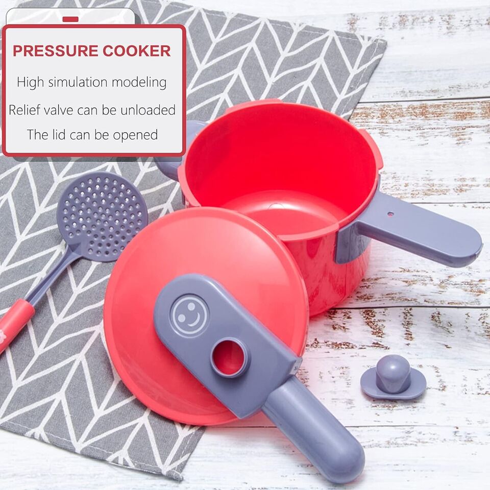 Pretend Play Kitchen Toy with Cookware Steam Pressure Pot and Electronic Induction