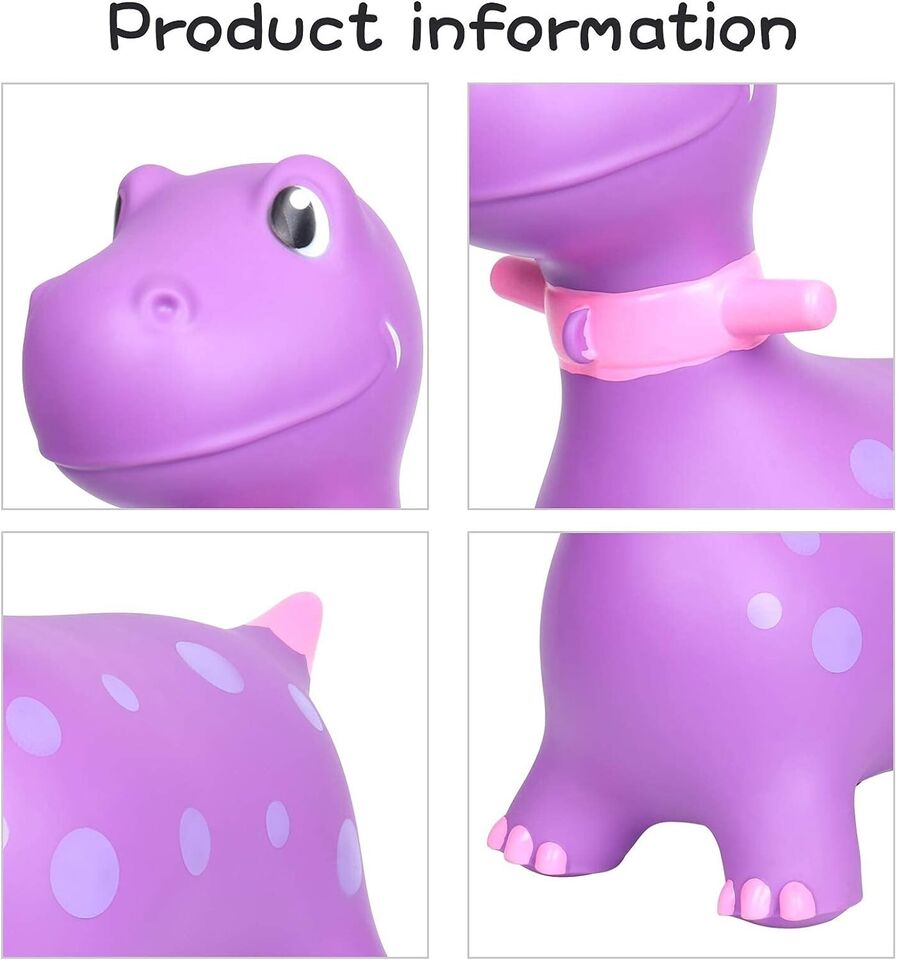 AOLIGE Dinosaur Bouncy Horse Hopper Ride On Animal Toys-Purple