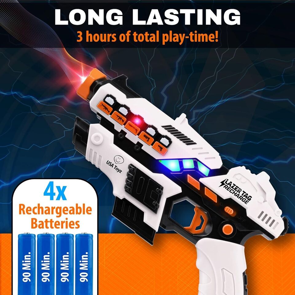 USA Toyz Rechargeable Laser Tag Game - 2pk Laser Tag Set with Guns and Vests.