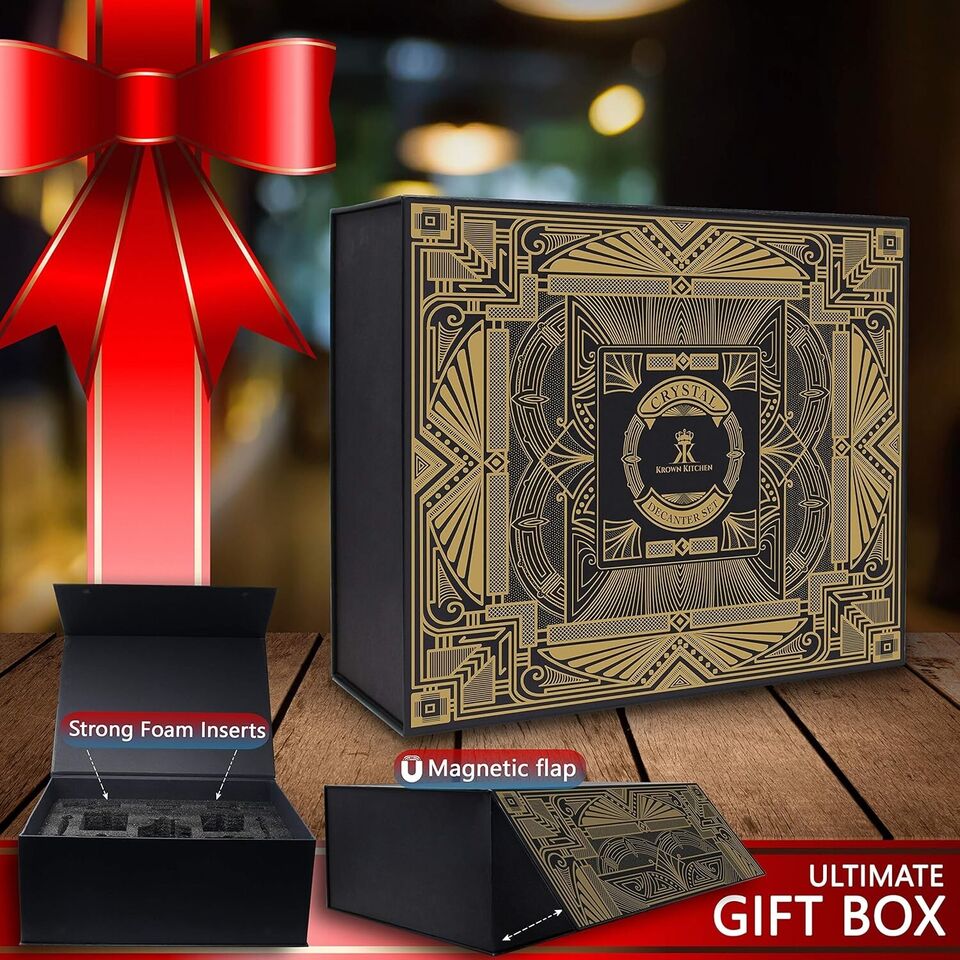 Krown Kitchen Crystal Whiskey Decanter Set w/ 4pcs Liquor Scotch