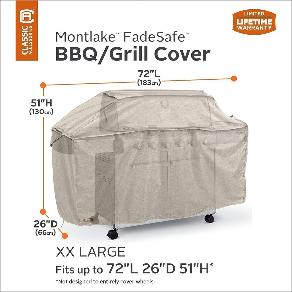 Montlake FadeSafe Grill Cover - Heavy-Duty BBQ Cover with Solution 72 Inch XXL