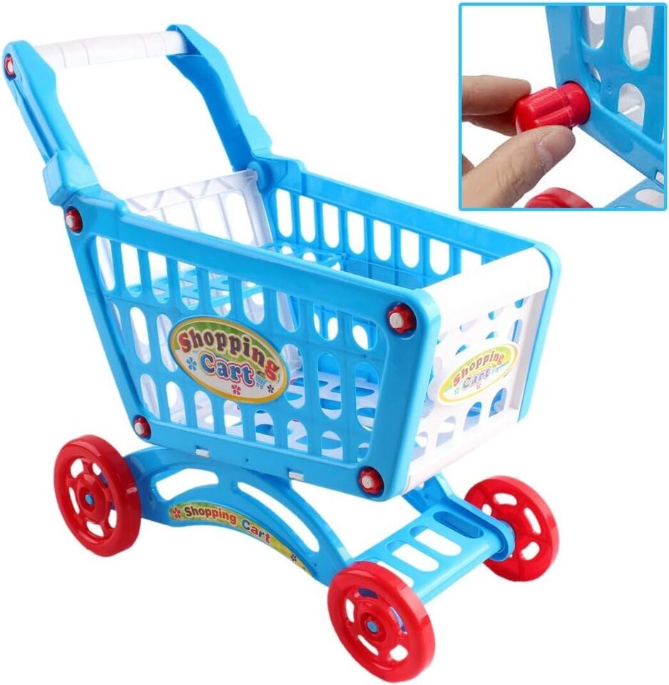 deAO Children Shopping Cart Trolley Play Set Includes 78 Grocery Food Fruit
