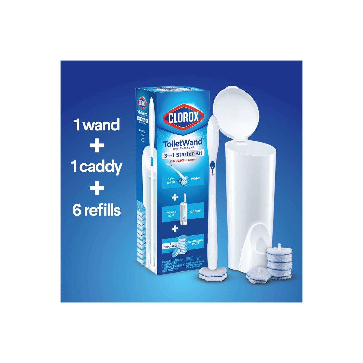 Clorox Original Cleaning System, ToiletWand, Storage Caddy, 6 Refill Heads