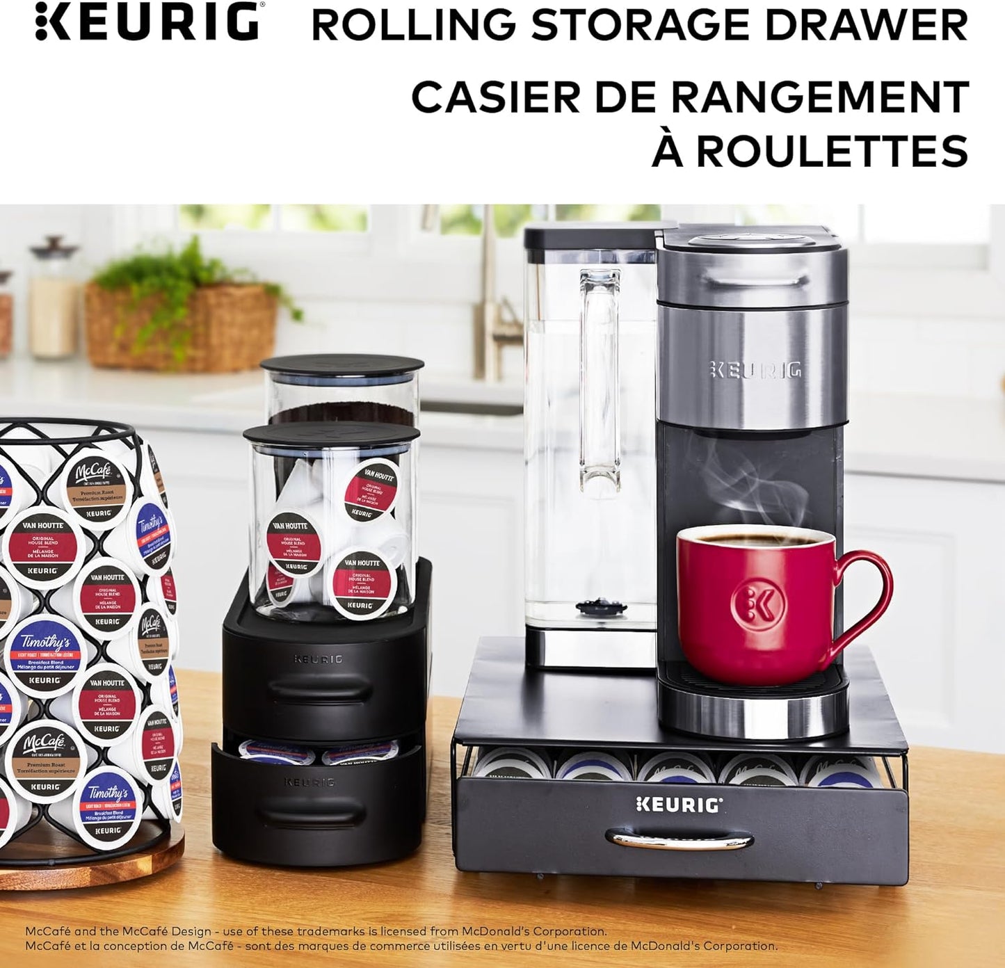 Keurig Under Brewer Storage Drawer, Coffee Pod Storage, Holds Upto 35 Keurig K-Cup Pods, Black