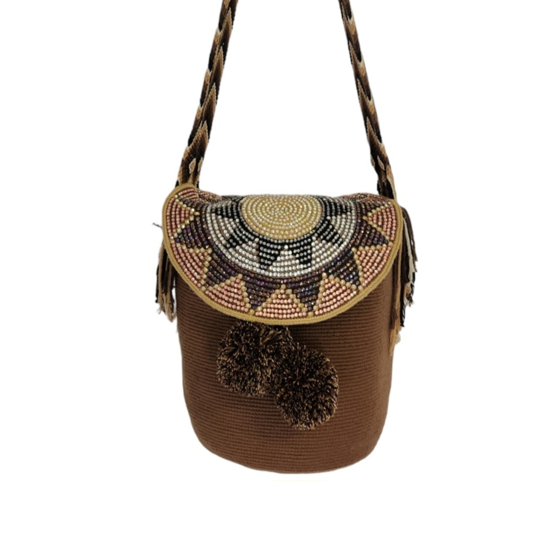 Wayuu Backpack with cover 100% Colombian Handmade, Artisanal Product, Travel backpack, Beach Crossbody Unique Design, Variety of Colors