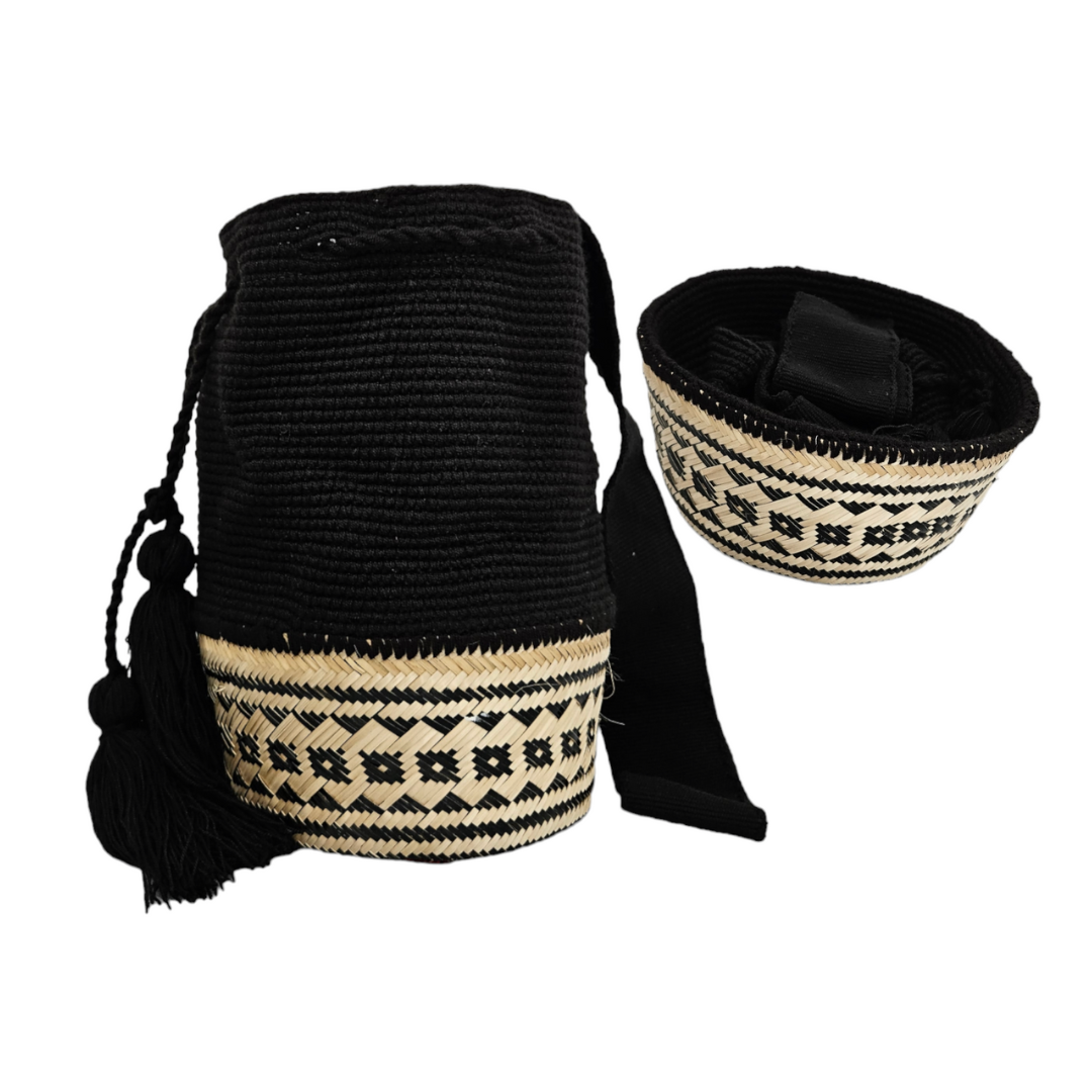 Wayuu Colombian Bag Mochila Women Handmade Basket Design Big Tassels Crossbody Medium Size
