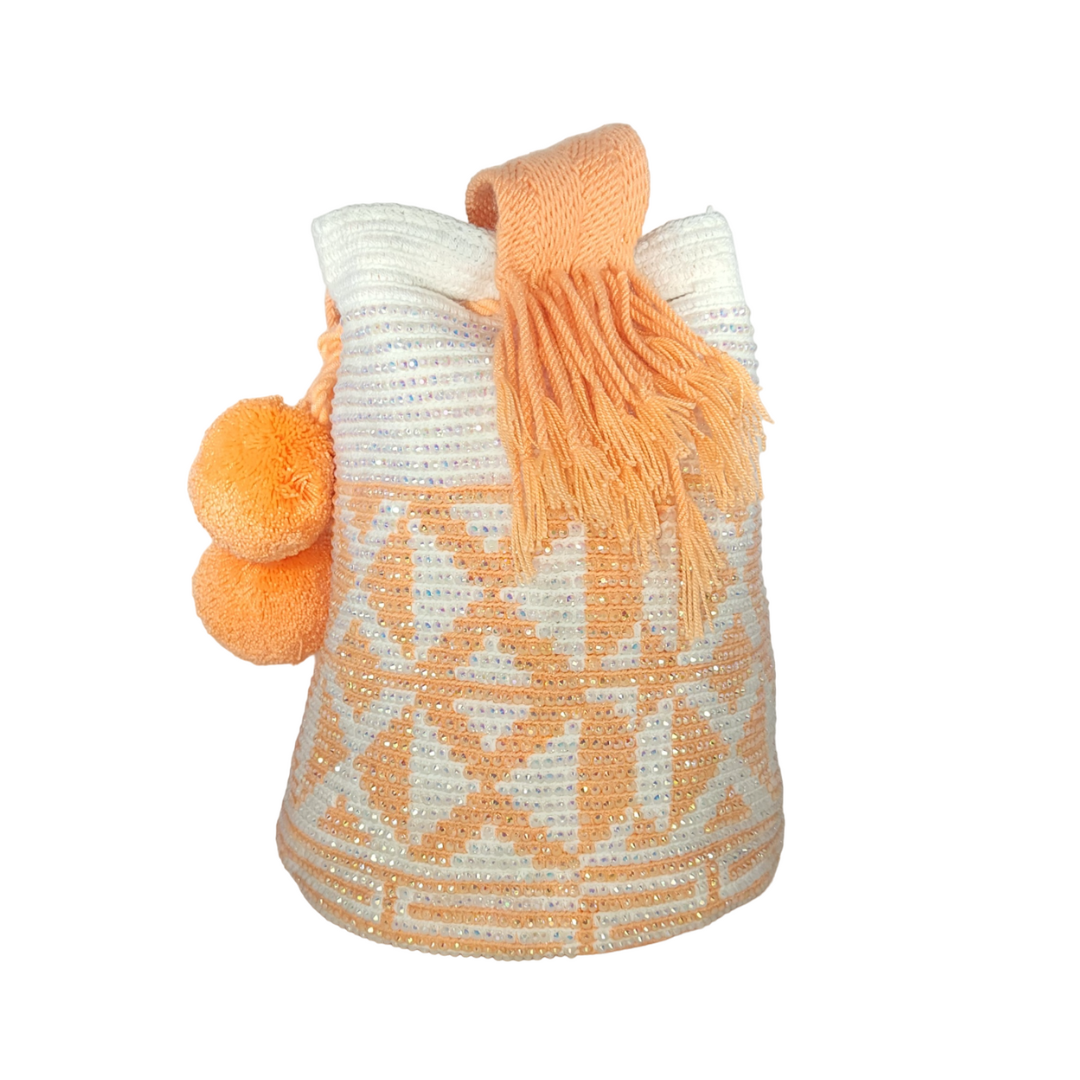 Original Wayuu Mochila Bag For Women, Colombian boho bags, Handmade With Big Nice-Looking Tassels and rhinestones